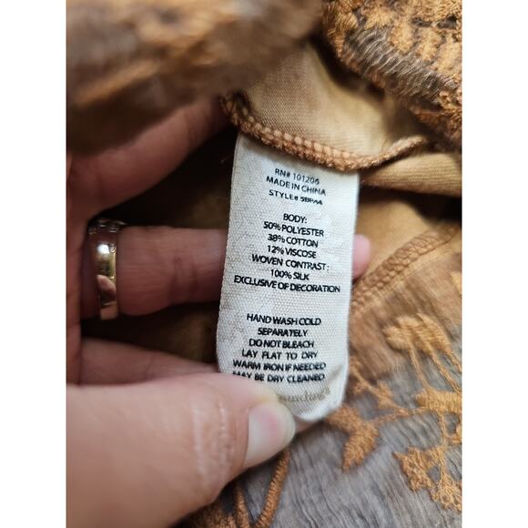 Soft Surroundings Shirt Womens 3X Brown Lace Trim Acid Washed - Picture 5 of 7